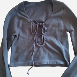 Periwinkle (Purplish-Blue) Long Sleeve Women's Tie-Up Top